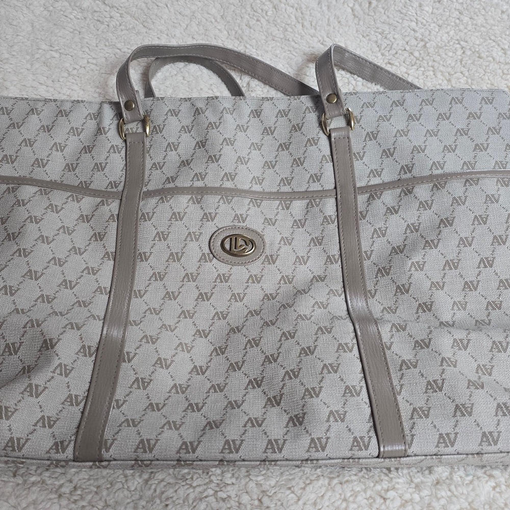 Avon Gray Monogram Tote Bag with Turn-Lock